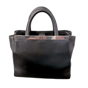Halston Heritage Black Small Scale Tote Crossbody Shoulder Satchel Purse Bag
